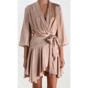 Elegant Blush Pink Wrap Dress